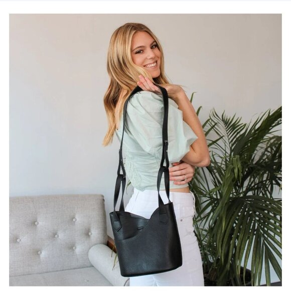 NWOT!!  K. Carroll Berni Satchel & Crossbody Black Faux Leather - Picture 2 of 16